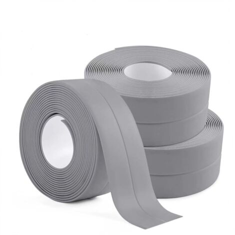 Bande d'étanchéité autocollante imperméable 3 rouleaux – PVC 3.2m x 3.8cm – Pour joints cuisine et salle de bain – Résistante à l'huile et à la chaleur