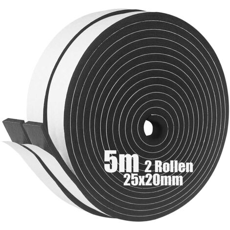 Bande D'étanchéité - Lot De 2 - Mousse CR Et Néoprène - Isolation Phonique Et Thermique - Portes Et Fenêtres - 2,5mm x 2mm x 5m