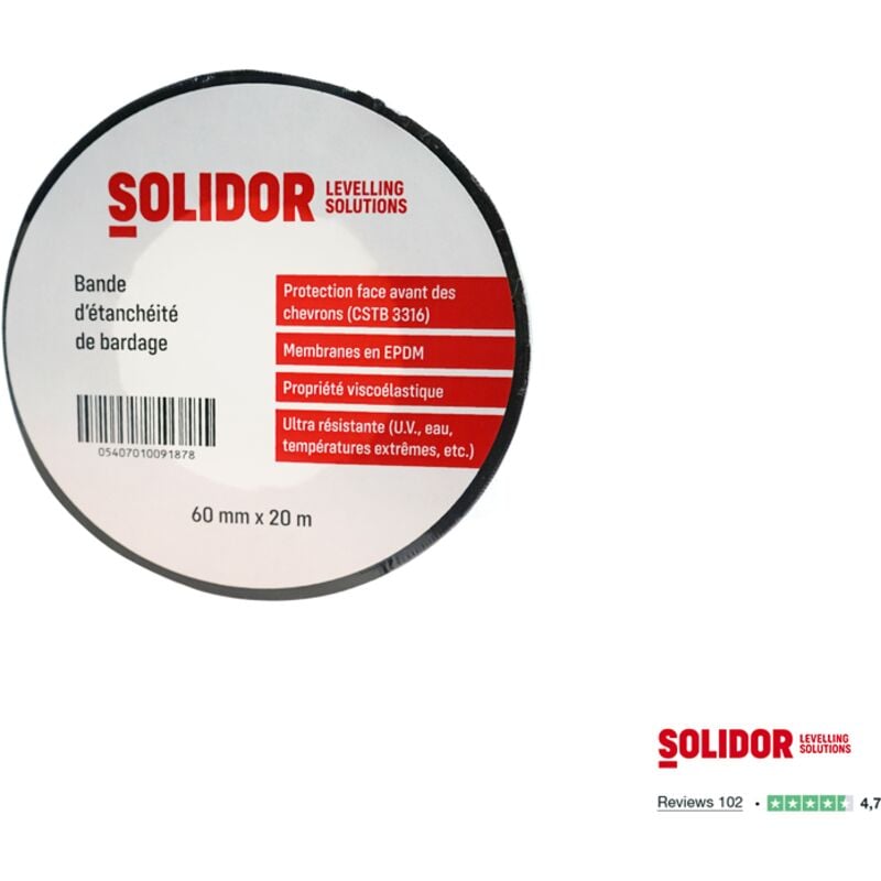 Solidor - epdm 60mm x 20 ml - Bande d'étanchéité pour liteau & lambourde