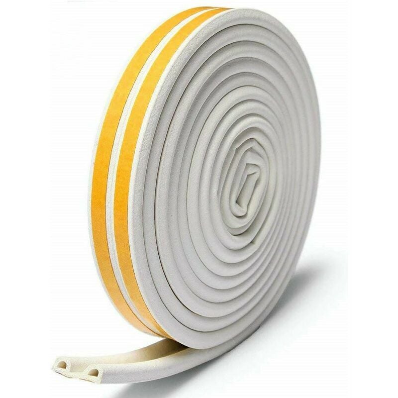 Bande d'étanchéité pour portes et fenêtres - 10 m - Joint d'étanchéité en caoutchouc pour portes et fenêtres - Contre les courants d'air froids, le