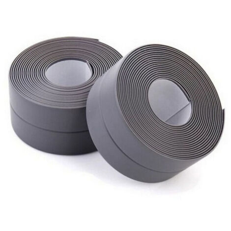 Bande d'Étanchéité, Salle de Bains Joint Silicone Gris Ruban Baignoire PE Auto-Adhésive pour Cuisine Coin Calfeutrage 38mm  3.2m - (2pack)