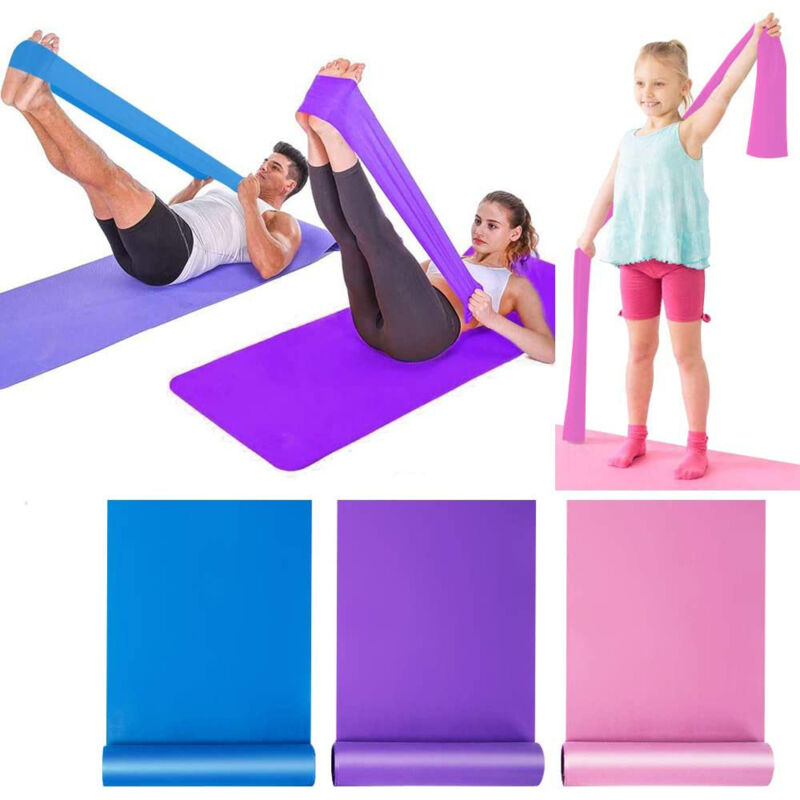 Bande élastique fitness longue, 3 niveaux résistance, yoga/Pilates/musculation, tous âges