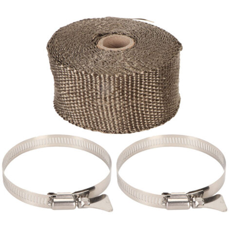 Bande isolante ignifugée pour tuyaux, protection anti-brûlure pour cheminées et tubes d'échappement de motos, avec 2 clips