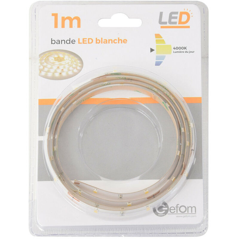 Bande led 2,4W 1M blanche 2,5W 4000K avec interrupteur Bande led 2,4W 1M blanche 2,5W 4000K avec interrupteur