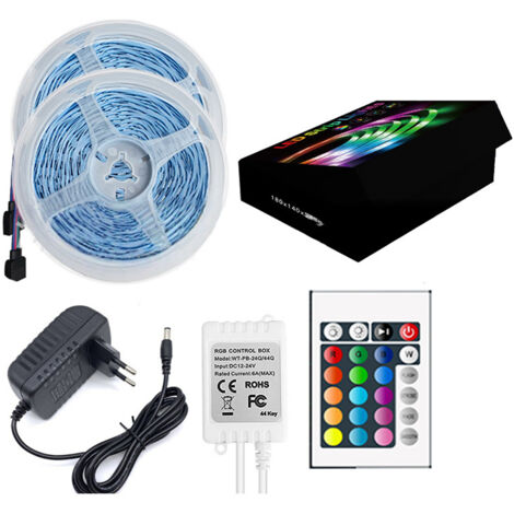 Bande LED 5M avec télécommande - Blanche, 12V, 5050
