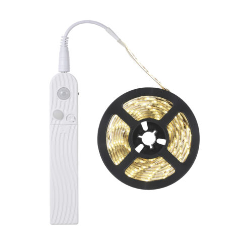 Bande LED 60 LED DC5-6V piles/USB, détecteur mouvement PIR IP65, 3 modes. Portable pour armoire, placard, dressing, éclairage automatique.