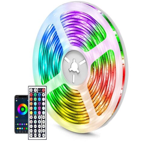 BANDE LED ADHÉSIVE 5MT SMD 5050 RGB MULTICOLORE TÉLÉCOMMANDE APPLICATION INTELLIGENTE