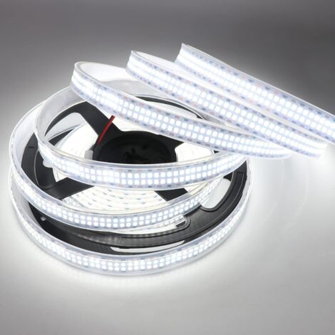 Bande LED blanc froid double rangée, étanche flexible éclairage extérieur puissant