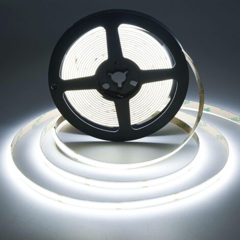 Bande LED COB 24V 480 LED/m, IP20, Bobine 5m, Découpable tous les 5cm - Blanc Froid 6000K