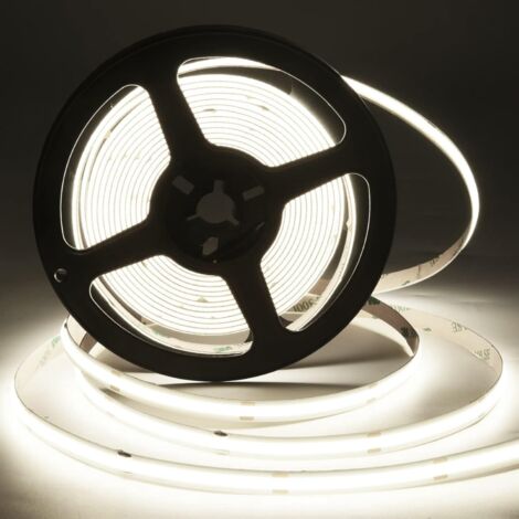 Bande LED COB 24V 480 LED/m, IP20, Bobine 5m, Découpable tous les 5cm - Blanc Neutre 4000K