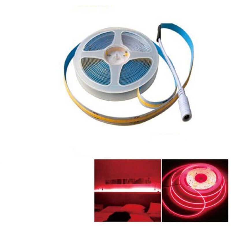 Bande Led Cob Adhésive 5m Lumière Rouge 75w Cob320 Flexible Cob320 12v