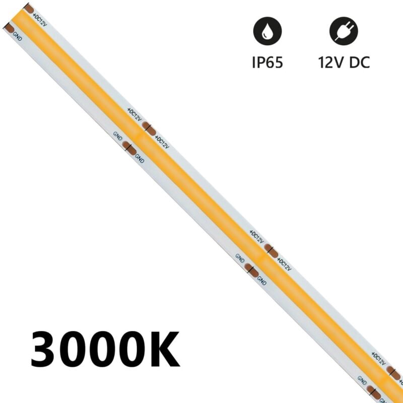 Bande led cob IP65 monochrome 5m 15W/MT 12V 4000K