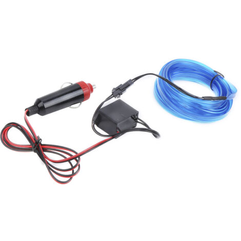 Bande LED de 3 mètres pour éclairage intérieur de voiture, allume-cigare, tube lumineux néon bleu