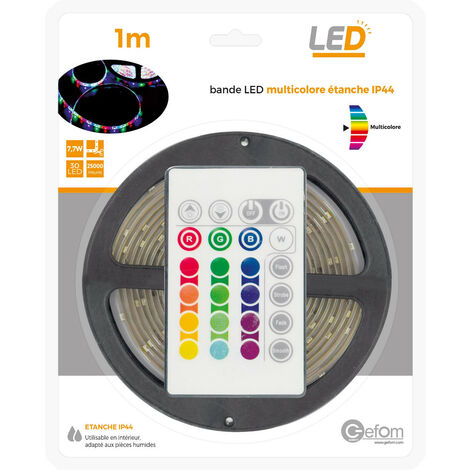 Bande LED multicolore 1m avec télécommande 1 m Multicolore - Multicolore