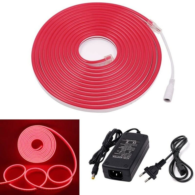 Bande led néon flexible 5m avec 120 lumières led pour intérieur et extérieur Couleur: Rouge