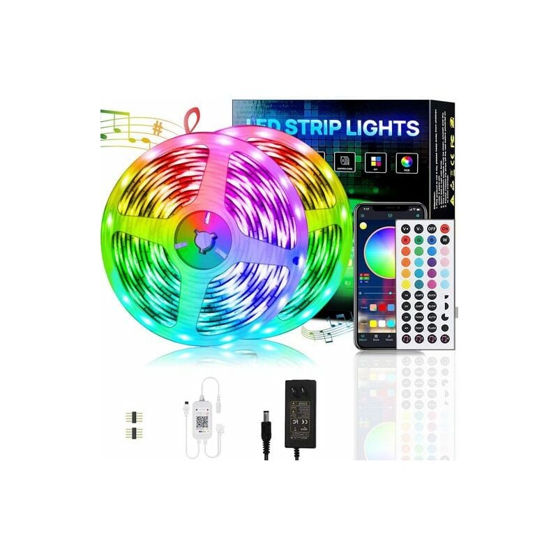 Bande led, Ruban led, Bandes Lumineuses, Bluetooth, rgb, 15M, 18 lumières/M, télécommande infrarouge, Bareboard rgb Kinsi