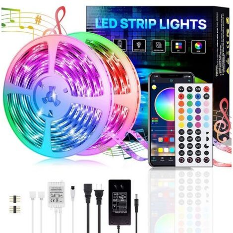 Bande LED, Ruban LED, Bandes Lumineuses, Bluetooth, RGB, 30M, 18 lumières/M, télécommande infrarouge, Bareboard RGB, KINSI
