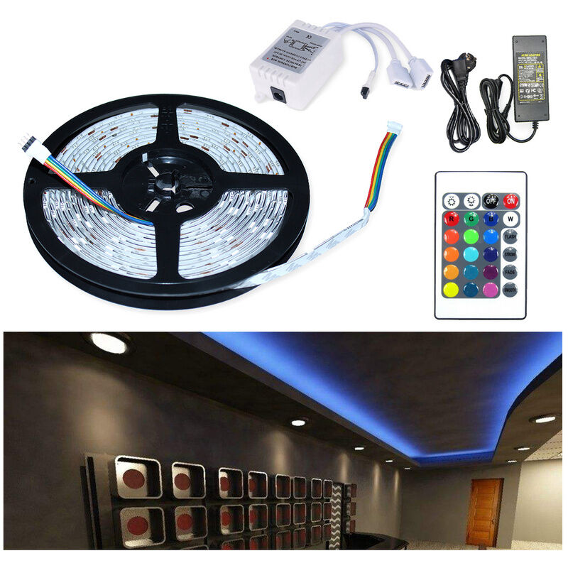 Bande led rvb smd 5050 - 2 m - Changement de couleur - Avec télécommande rvb - Pour l'éclairage de la maison, d'une fête, de la cuisine, d'un