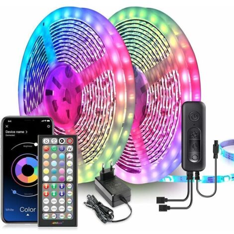 Bande LED ultra-longue lumineuse de 20M, LED 5050 RGB contrôlée par télécommande et application, synchronisée avec le rythme de la musique, ruban LED pour chambre, mariage, fête, Noël, cuisine [Classe