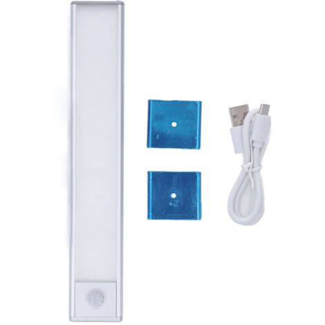 Bande lumineuse à capteur de mouvement 39 LEDs, fixation magnétique, recharge USB, argenté