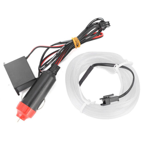 Bande Lumineuse Décorative pour Voiture, éclairage Intérieur, Lampe Froide LED EL pour Pièces de Modification de Voiture, 5 Mètres (White)