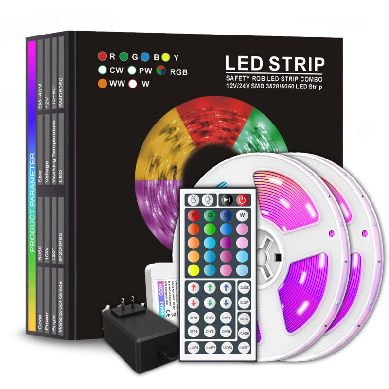 Bande lumineuse d'extérieur à 300 LED à couleur changeante, étanche, 10 m, avec télécommande