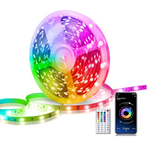 YOZHIQU Bande lumineuse LED 5050 RGB, 10M, flexible, multicolore, avec télécommande à 44 touches, pour la décoration de la chambre à coucher et de la maison