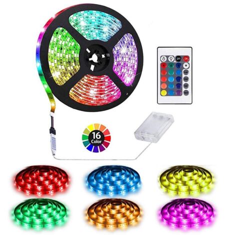 Bande lumineuse LED à piles, 24 boutons télécommandés, décoration intérieure et extérieure bricolage, 6,56 pieds étanche