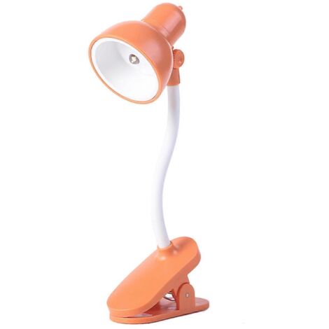 Bande lumineuse LED avec pince, mini lampe de bureau LED mignonne, lampe de chevet étudiante style dessin animé, lampe de meuble (noir + orange)