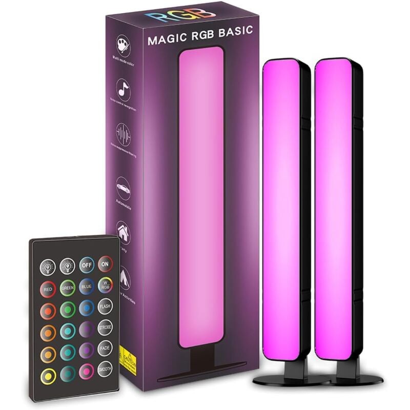 Crea - Bande lumineuse led 2 pièces pour chambre à coucher, salle de jeux, salle de sport, salle de télévision avec télécommande, lumière d'ambiance