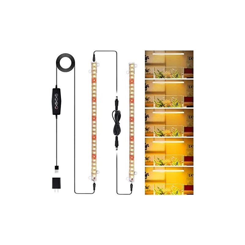 Bande lumineuse LED pour culture de plantes, 5v, deux lumières pour plantes + adaptateur européen et américain