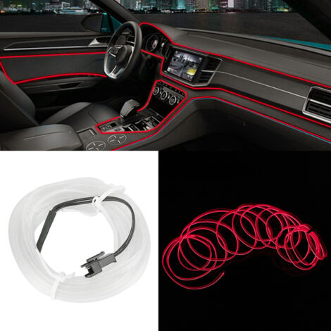 Bande lumineuse LED pour voiture, éclairage intérieur auto, lampe froide EL, pièces de modification rouge