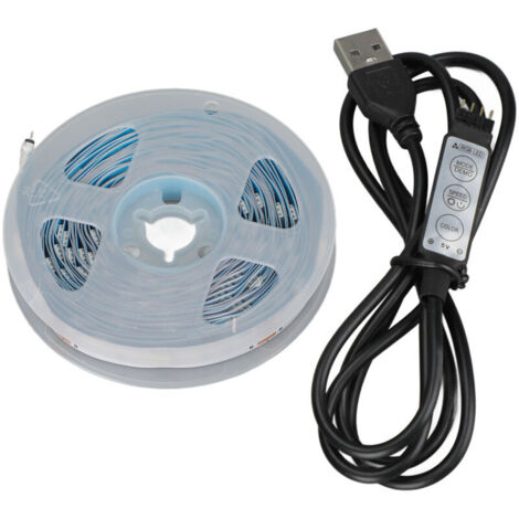 Bande lumineuse LED RGB, commande par bouton, LED 5V, avec 3 fonctions de bouton, convient aux chambres, cuisines, fêtes, festivals, etc., 1 mètre de long