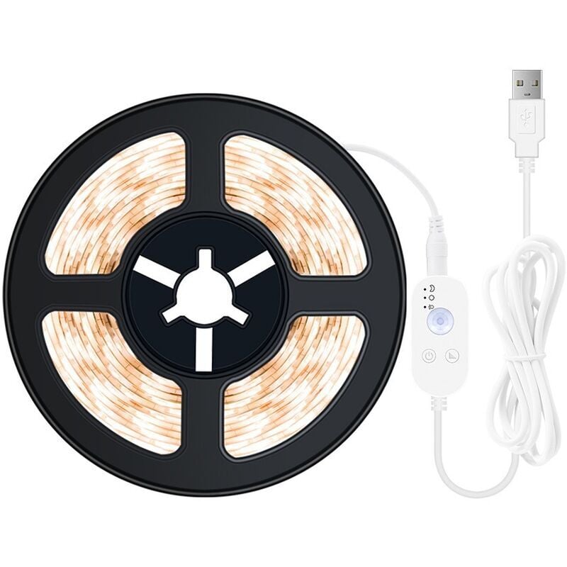 Bande lumineuse led , ruban à detecteur de mouvement (3000K (blanc chaud) 5 mètres)