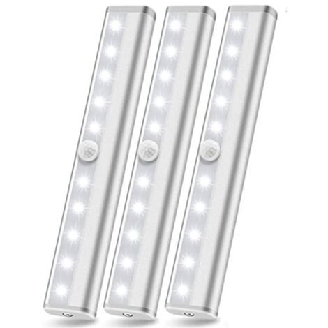 Bande lumineuse LED sans fil avec 10 LED et détection de mouvement, blanc pur