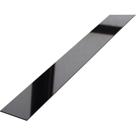 ILCOM Bande murale décorative en acier inoxydable 2cm x 90cm - Noir brillant