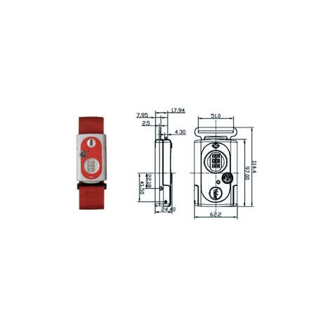 Bande Pour Valises Avec Combinaison Et Dispositif "Tsa" Tl1 - 62mm rouge - Bande 2m (YTL1/62/4/1R)