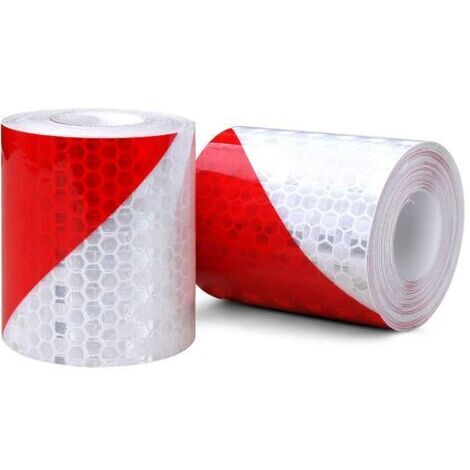 Bande réfléchissante, 2 pcs 3 m x 50 mm prismatic étanche inclinés Forme de sécurité Rouleau de ruban de signalisation Vinyle autocollant Sécurité ruban adhésif