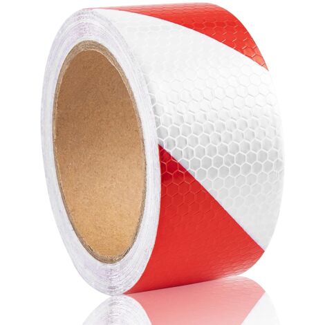 Bande Réfléchissante Autocollante Rouge et Blanc  Ruban Signalisation Réfléchissant 10m x 5cm  pour véhicules, Camions  Rappel sécurité Durable et Haute Visibilité