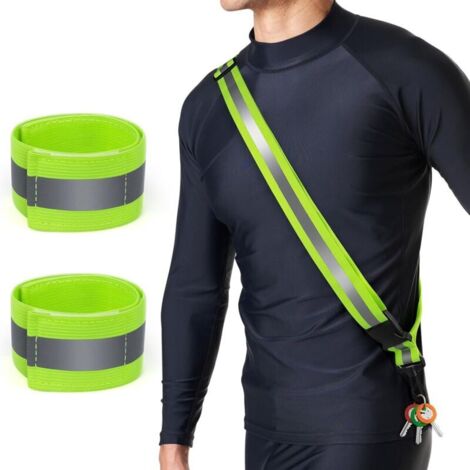 Bande réfléchissante pour la marche nocturne - Gilet de sécurité -Bracelets de sport - Lot de 2 bandes élastiques réfléchissantes pour la course