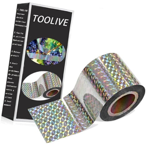 TOOLIVE Bande Repulsif 50M Anti Pigeon Effaroucheur d'oiseaux Double Face Anti Oiseaux Bande Anti-Oiseaux Holographique Brillant pour Effrayer Les Oiseaux Effaroucheur d' Oiseaux