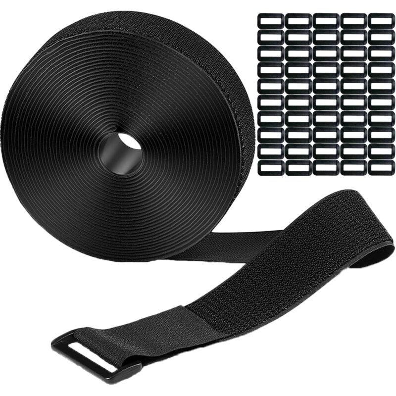 Bande Velcro de 10 m avec 50 boucles, serre-câbles refermable, à découper librement, attaches de câble Velcro, bandes Velcro pour la maison, le