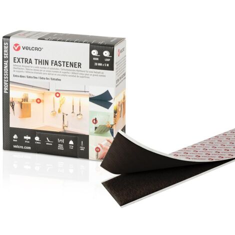 Bande Velcro double face noire 20 mm x 5 m