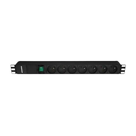 bandeau 19 pouces - 7 prises ute - avec interrupteur bipolaire lumineux - gigamédia b7piab