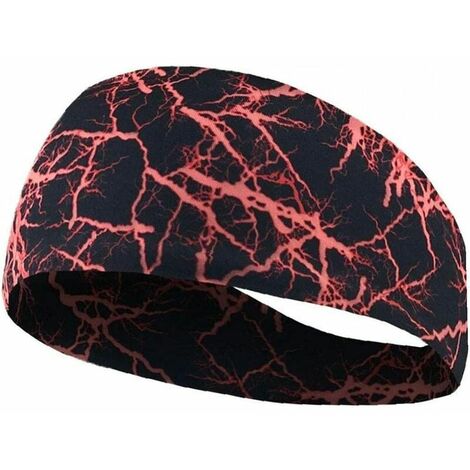 Bandeau Anti-transpiration Bande absorbant la transpiration Bande de yoga Tête de course Résistant à la transpiration Bande de sport Homme Femme Rouge foudre,HANBING