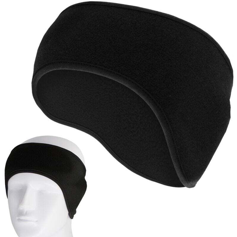 Bandeau cache-oreilles coupe-vent en polaire pour homme et femme, pour course à pied, yoga, ski, entraînement, cyclisme, noir