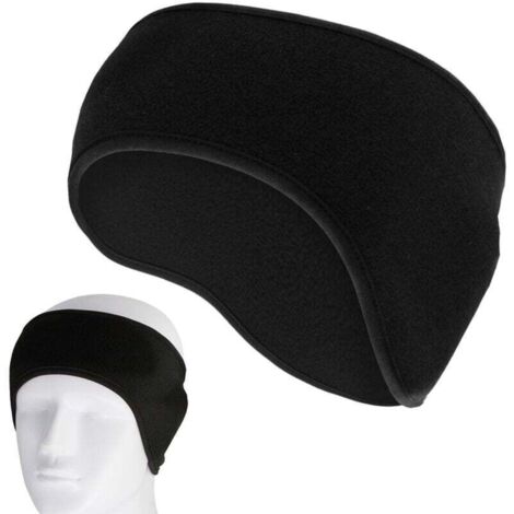 Bandeau cache-oreilles coupe-vent en polaire pour homme et femme, pour course à pied, yoga, ski, entraînement, cyclisme, noir