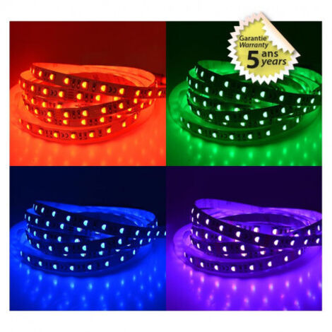 BANDEAU COULEURS + 4000K 5M 60LED 19,2W/M IP20 24V BOITE 5ANS MIIDEX VISION-EL 751691