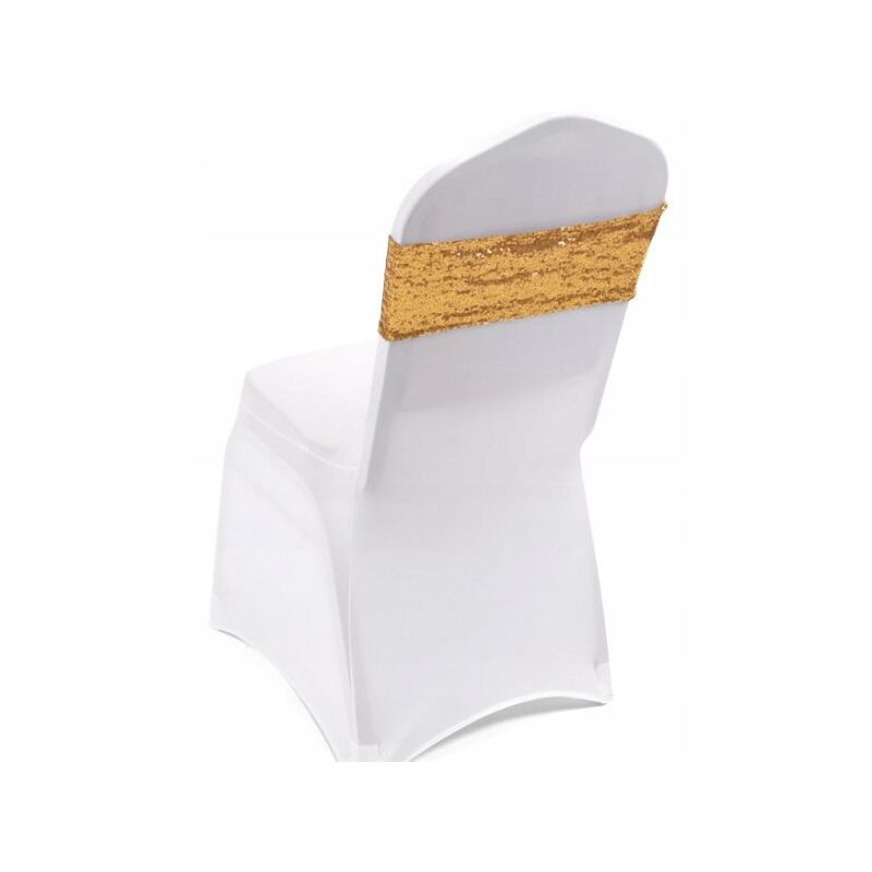 Bandeau de chaise élastique avec nœud et paillettes dorées