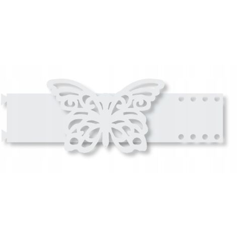 Bandeau décoratif à boucle à ressort pour rideaux, motif papillon blanc